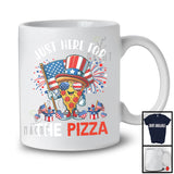 Just Here For The Pizza, Awesome 4th Of July American Flag Fireworks, Patriotic Food Lover T-Shirt