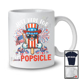 Just Here For The Popsicle, Awesome 4th Of July American Flag Fireworks, Patriotic Food Lover T-Shirt