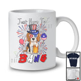 Just Here To Bang, Adorable 4th Of July American Flag Beagle Drinking Beer, Drunker Patriotic T-Shirt