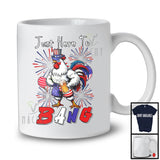 Just Here To Bang, Adorable 4th Of July American Flag Chicken Drinking Beer, Drunker Patriotic T-Shirt