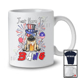 Just Here To Bang, Adorable 4th Of July American Flag Pug Drinking Beer, Drunker Patriotic T-Shirt