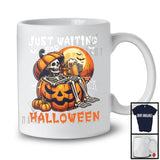 Just Waiting For Halloween; Scary Moon Skeleton Drinking Beer In Pumpkin; Drunker Lover T-Shirt