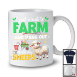 Just Want To Farm And Hanging Out With My Sheeps, Adorable Flowers Farm Animal, Farmer Group T-Shirt