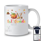 LOVE 1st Grade; Wonderful Thanksgiving Plaid Pumpkin Autumn Leaf; Students Family Group T-Shirt