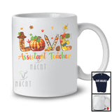 LOVE Assistant Teacher; Adorable Thanksgiving Plaid Pumpkin Fall; Matching Assistant Teacher Group T-Shirt