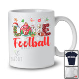 LOVE Football; Adorable Christmas Plaid Ornament Reindeer Snow; Football Player X-mas Group T-Shirt