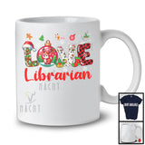 LOVE Librarian; Adorable Christmas Plaid Ornament Reindeer Snow; Librarian X-mas Group T-Shirt