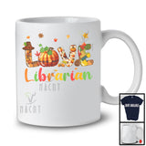 LOVE Librarian; Adorable Thanksgiving Plaid Pumpkin Fall; Matching Librarian Group T-Shirt