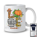 LOVE Lunch Lady; Fantastic Thanksgiving Leopard Plaid Pumpkin; Proud Jobs Careers Group T-Shirt