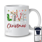 LOVE Merry Christmas; Proud Plaid X-mas Santa Elf Reindeer Bartender Tools; Jobs Careers T-Shirt