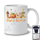 LOVE Postal Worker; Adorable Thanksgiving Plaid Pumpkin Fall; Matching Postal Worker Group T-Shirt