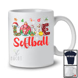 LOVE Softball; Adorable Christmas Plaid Ornament Reindeer Snow; Softball Player X-mas Group T-Shirt