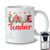 LOVE Teacher; Adorable Christmas Plaid Ornament Reindeer Snow; Teacher X-mas Group T-Shirt