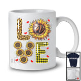 LOVE, Adorable Plaid Leopard Sunflower Flowers Cat Lover, Matching Family Group T-Shirt