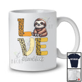 LOVE; Adorable Sloth Leopard Animal Lover; Lunch Lady Matching Careers Jobs Family T-Shirt