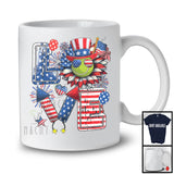 LOVE, Amazing 4th Of July Tennis Sport Player Team, American Flag Sunflower Fireworks T-Shirt