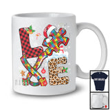 LOVE; Amazing Christmas Autism Awareness Plaid Leopard Puzzle Peaces Ribbon; Family Group T-Shirt