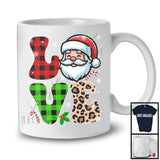 LOVE; Amazing Christmas Snow Plaid Santa Face Lover; Matching Family Team Group T-Shirt