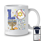 LOVE; Awesome Hanukkah Menorah Lover Baseball Tools; Sport Baseball Playing Player Team T-Shirt