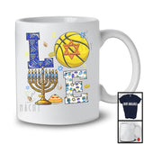 LOVE; Awesome Hanukkah Menorah Lover Basketball Tools; Sport Basketball Playing Player Team T-Shirt