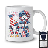 LOVE, Happy 4th Of July Poodle Owner Lover, Sunflower American Flag Patriotic Group T-Shirt