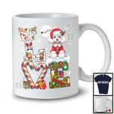 LOVE, Joyful Christmas Reindeer Santa Poodle Candy Cane, Plaid Snowing Animal Lover T-Shirt
