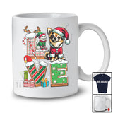 LOVE, Joyful Christmas Santa Chihuahua Owner Lover, X-mas Candy Cane Snowing Around T-Shirt