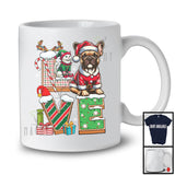 LOVE, Joyful Christmas Santa French Bulldog Owner Lover, X-mas Candy Cane Snowing Around T-Shirt