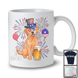 Labrador Retriever Drinking Beer, Cheerful 4th Of July Drunker Fireworks, American Patriotic T-Shirt