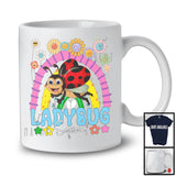 Ladybug Squad, Adorable Flowers Rainbow Animal Lover, Floral Matching Women Girls Group T-Shirt