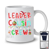 Leader Of The Cousin Crew; Colorful Christmas Lights Ornaments Santa; X-mas Family Group T-Shirt