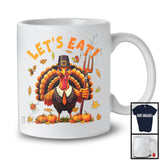 Let's Eat; Sarcastic Thanksgiving Turkey Fall Autumn Leaves Pumpkins; Family Group Dinner T-Shirt