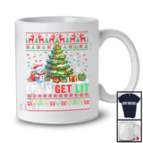 Let's Get Lit; Amazing Christmas Sweater Tree Snowman; X-mas Lights Family Group T-Shirt