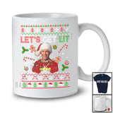 Let's Get Lit; Humorous Christmas Movie Nerd Santa Vacation; Sweater X-mas Lights Snowing T-Shirt