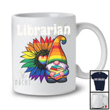 Librarian, Adorable LGBTQ Pride Rainbow Sunflower Gnome, Gay Flag Careers Group  T-Shirt