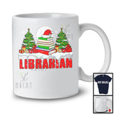 Librarian; Awesome Christmas Moon Tree Santa Librarian Tools; Proud X-mas Careers Jobs T-Shirt