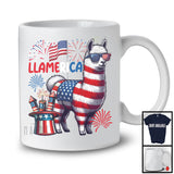 Llamerica, Awesome 4th Of July American Flag Llama Sunglasses, Patriotic Firework Group T-Shirt