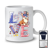 Love, Proud 4th Of July Corgi American Flag Fireworks Firecrackers, Patriotic Group T-Shirt