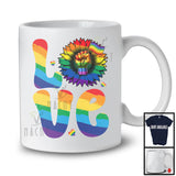 Love, Proud LGBTQ Pride LGBT Rainbow Sunflower Strong Hand Gay Flag, Heart Gay Couple T-Shirt