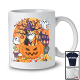 Lovely Cat Witch Inside Pumpkin, Scary Halloween Moon, Matching Farmer Family Group T-Shirt