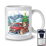 Lovely Santa Corgi With Red Pickup Truck; Cool Christmas Tree Lights; Winter Snowing T-Shirt