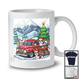 Lovely Santa Shih Tzu With Red Pickup Truck; Cool Christmas Tree Lights; Winter Snowing T-Shirt