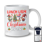 Lunch Lady Christmas Crew; Adorable X-mas Tree Three Gnomes; Snowing Lunch Lady Group T-Shirt