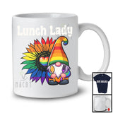 Lunch Lady, Adorable LGBTQ Pride Rainbow Sunflower Gnome, Gay Flag Careers Group  T-Shirt