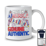 Made In America Genuine And Authentic, Humorous 4th Of July Born In USA Flag, DNA Patriotic T-Shirt
