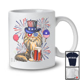 Maine Coon Drinking Beer, Awesome 4th Of July Fireworks Kitten, Drunker Patriotic Group T-Shirt