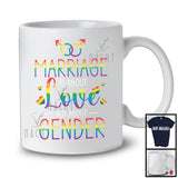 Marriage Is About Love Not About Gender, Colorful LGBTQ Pride Hearts Rainbow, Gay Couple T-Shirt