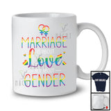 Marriage Is About Love Not About Gender, Colorful LGBTQ Pride Hearts Rainbow, Lesbian Couple T-Shirt