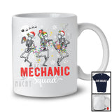 Mechanic Squad; Cheerful Christmas Lights Three Dancing Skeletons; Dancer X-mas Group T-Shirt