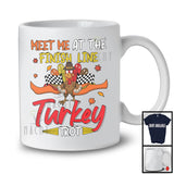 Meet Me At The Finish Line; Humorous Thanksgiving Fall Leaves Running Turkey; Runner T-Shirt